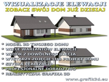 Wizualizacje elewacji. Projekty elewacji 3D.