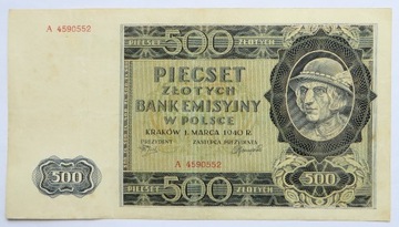 500 zł 1940 rok banknot