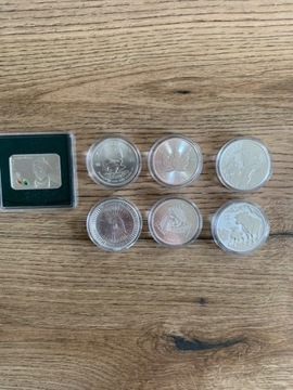Srebrne monety 1 oz liść kangur krugerrand lunar III bulionowe i premium