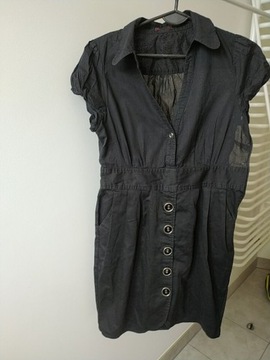Czarna koszulowa sukienka dl. 90