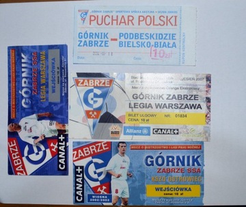 Górnik Zabrze zestaw 4 biletów 