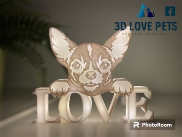 Figurka, lampka 3D Love Chihuahua pies