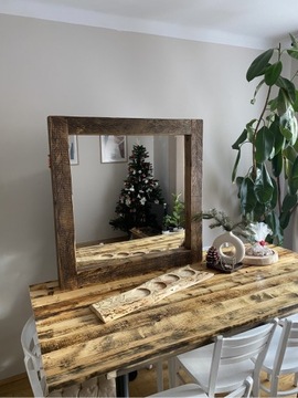 Duże Lustro w ramie drewnianej. Loft . Rustic