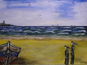 "Nad Morzem" Obraz ręcznie malowany  5.04.2021