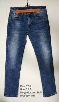 SZACHOWNICA jeansy pas 37,5cm, długość 101cm