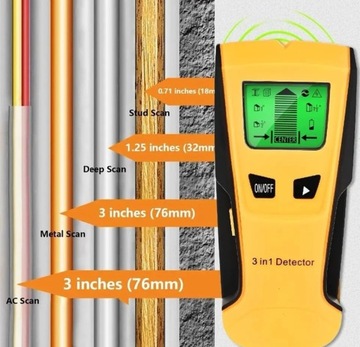 Detektor 3 w 1/ wykrywa drewno, metal, kable 