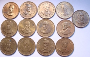 Kolekcja 13 szt żetonów medali z PREZYDENTAMI USA