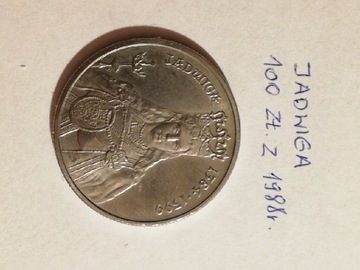 Moneta 100 zł Jadwiga z 1988 roku 