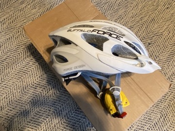 Kask rowerowy MTB Buffalo, szaro-biały. M