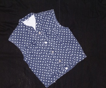 Kamizelka jeans bez rękawów kropki polka dots pin 