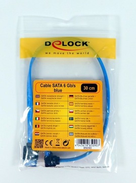 Kabel SATA III 6GB/s 30cm Delock KĄTOWY