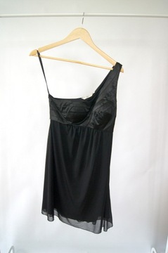 Czarna sukienka na jedno ramię New Look 38M krótka