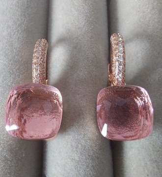 Pomellato Nudo Classic Moonstone Earrings in 18k Rose Gold & Diamonds 