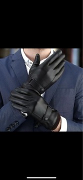 Męskie zimowe skórzane rękawiczki,