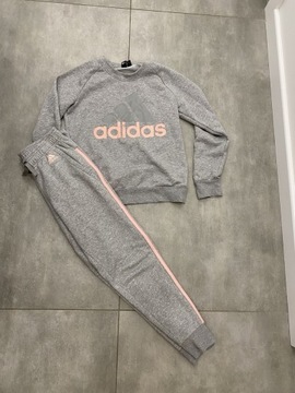 Komplet dresowy Adidas spodnie bluza dres szary