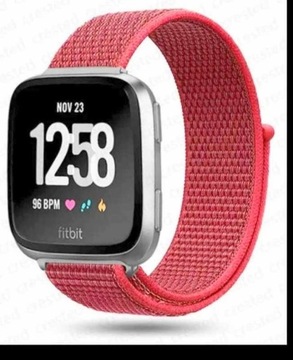 G277 Pasek nylon Fitbit Versa3/4,Sense/2_ CZERWONY