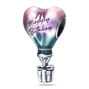 Nowy charms urodziny birthday balon srebrny 