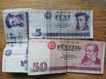  Banknoty DDR 5, 50 Marek