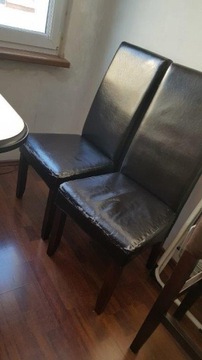 Krzesło brązowe z ekoskóry, 4 szt