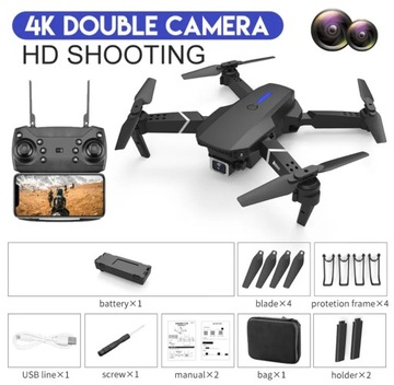 Dron KBDFA E88 z Kamerą Szerokokątną - 4K, 1080p, Składany