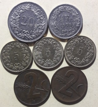 Szwajcaria zestaw monet 1948-1987  7 szt