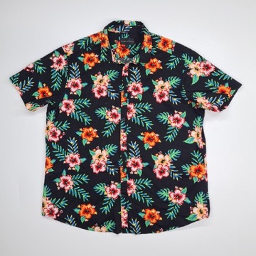 Stylowa koszula hawajska na wakacje z ładnym wzorem w kwiaty rozmiar xl
