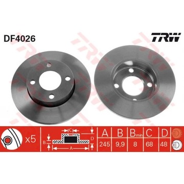 TRW DF4026 Tarcze hamulcowe komplet 2 szt.