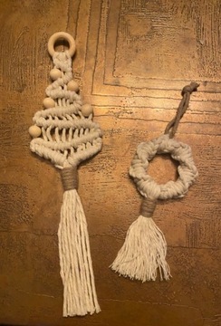 Ozdoby świąteczne ze sznurka (makrama) 2 szt