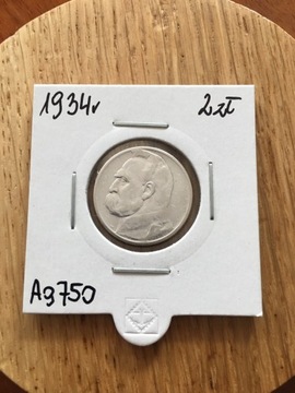 Moneta 2 zł 1934 Piłsudski srebro ag