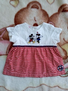 Sukienka H&M 62 haft myszka Mickey w paski