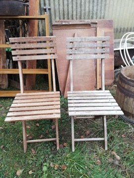 stare składane krzesła vintage stabilne bukowe 