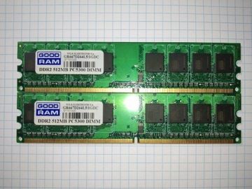 Pamięć RAM DDR2 2x512MB PC5300 GOODRAM