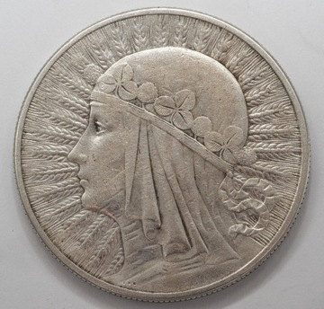 Moneta głowa kobiety 10 zł 1932