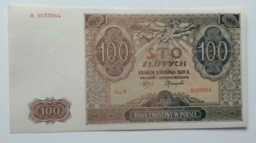 BANKNOT POLSKI 100 złotych 1941 seria A
