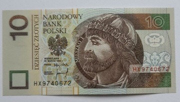 Banknot 10 zł 1994 rok seria HX