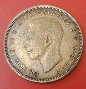 Anglia Jerzy VI One Penny 1944 brąz