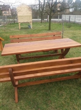 Stół i ławki ogrodowe KOMPLET OGRODOWY 