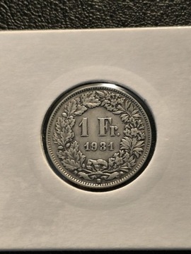 1 FRANK SZWAJCARSKI 1931 ROK SREBRO 0.835