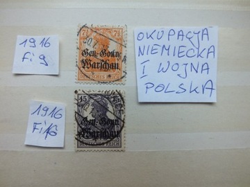2szt. znaczki 1916r. GG Niemcy POLSKA GERMANIA