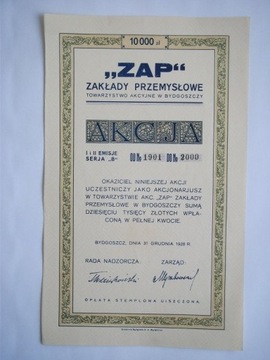 Z.A.P - 10000 zł- I i II em, seria B -1928 -UNIKAT