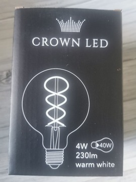 Żarówka CROWN LED 4W 1800k, duża, szkło retro