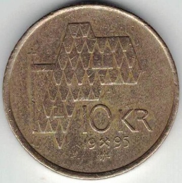Norwegia 10 koron kroner 1995 24 mm