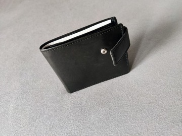 Skórzany portfel męski czarny mały nowy 