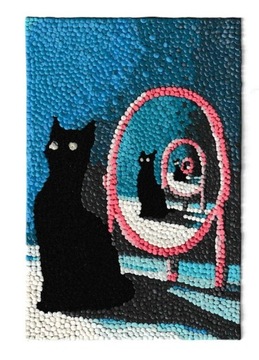 obraz z plasteliny Mirror Cat 10x15cm