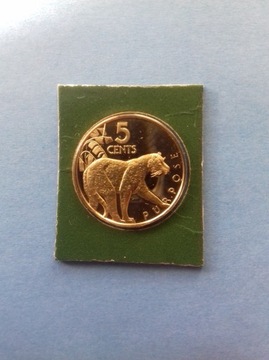 Gujana 5 cents 1976 z zestawu proof set jaguar