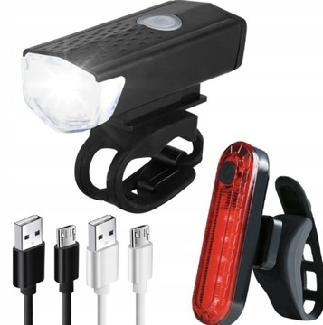 LAMPKA ROWEROWA LED PRZÓD TYŁ ZESTAW DO ROWERU USB