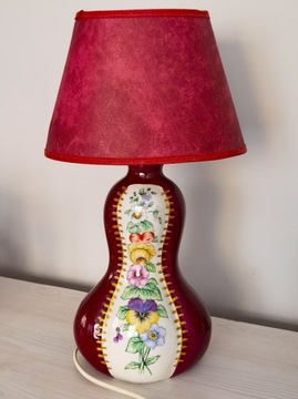 ceramiczna lampa ręcznie malowana lata 50