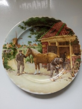 Talerz porcelanowy Royal Schwabap podkuwanie konia