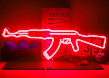 Czerwony Neon Lampa LED AK-47 