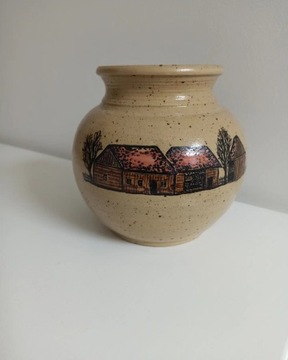 Nakrapiany wazon ceramiczny vintage retro